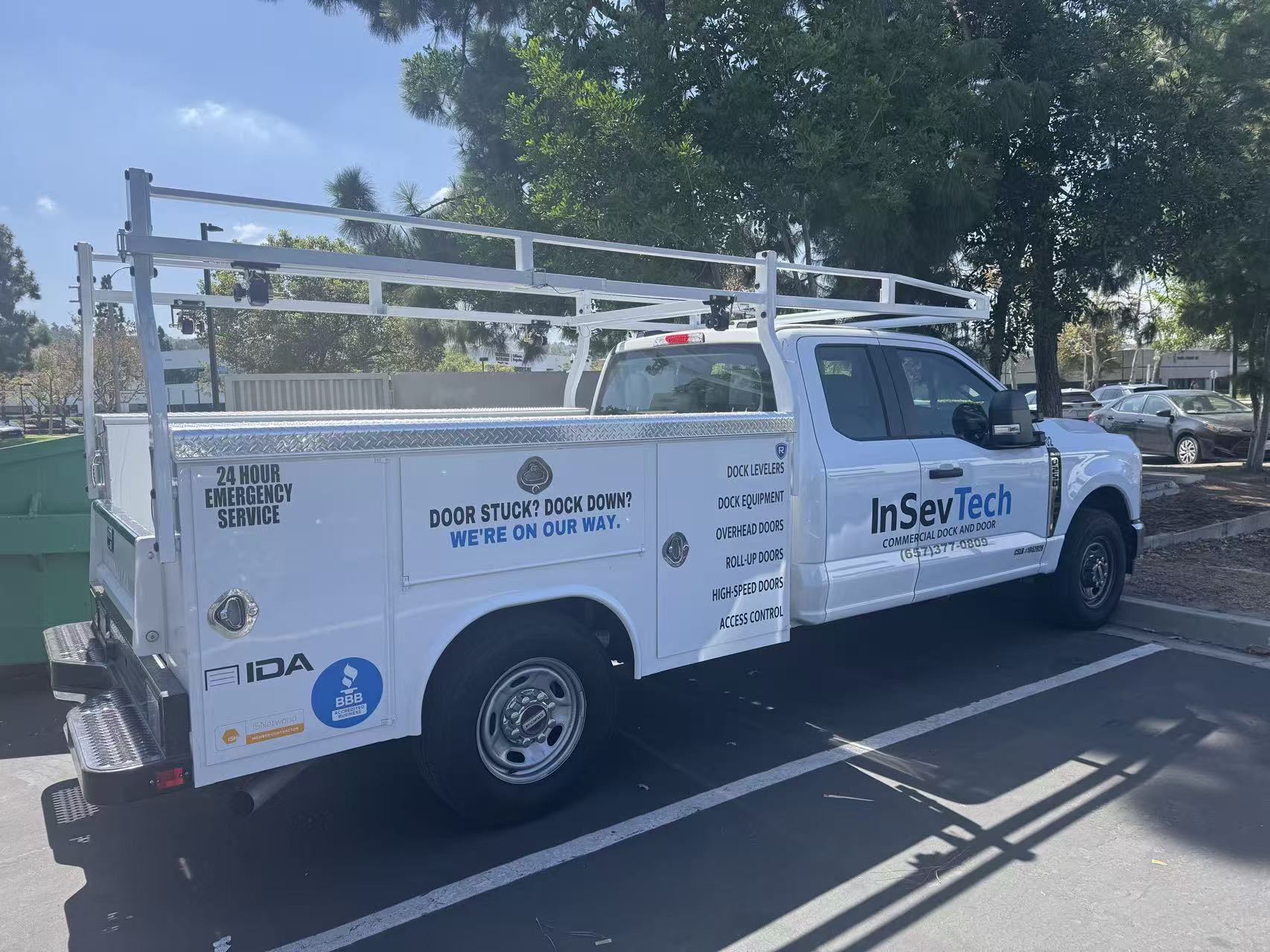 InSev Tech service truck ready for dock and door calls across Southern California