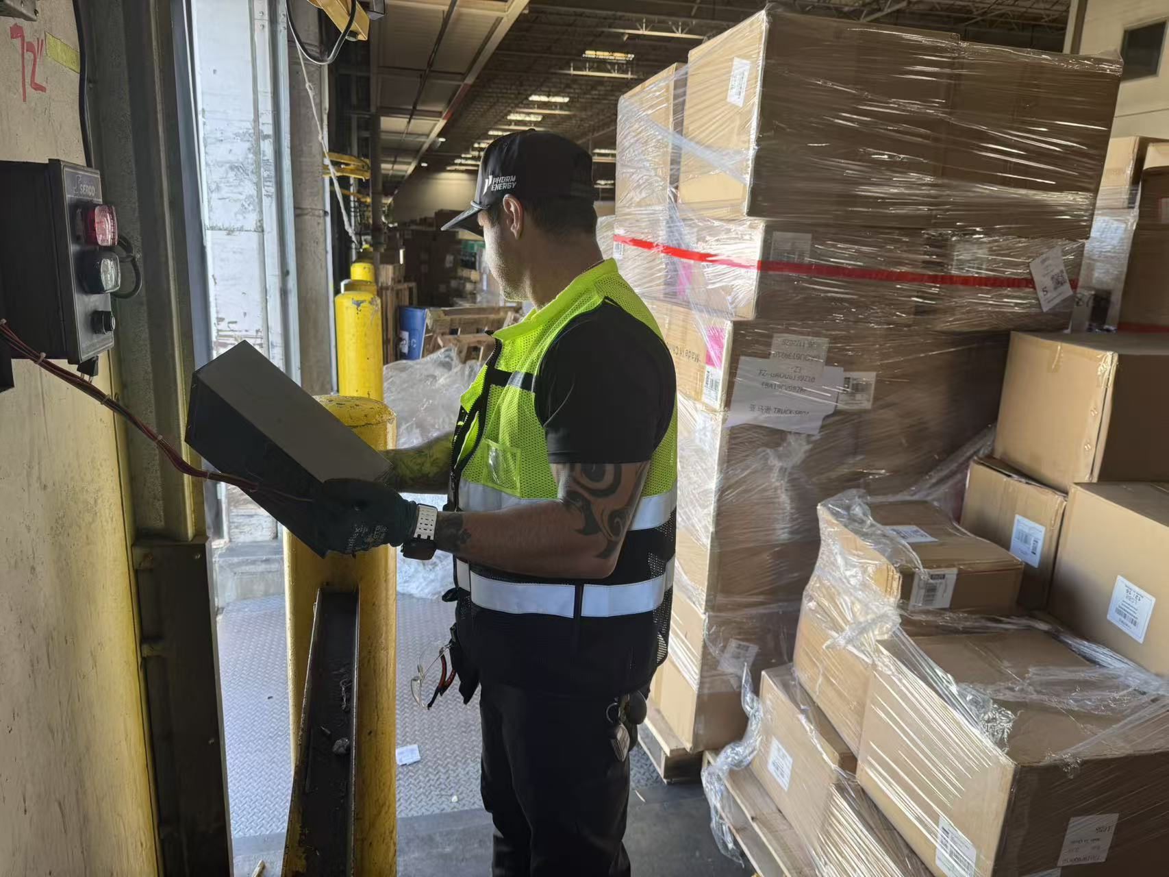 Freight backed up around a non-operational loading dock at a Commerce, CA warehouse
