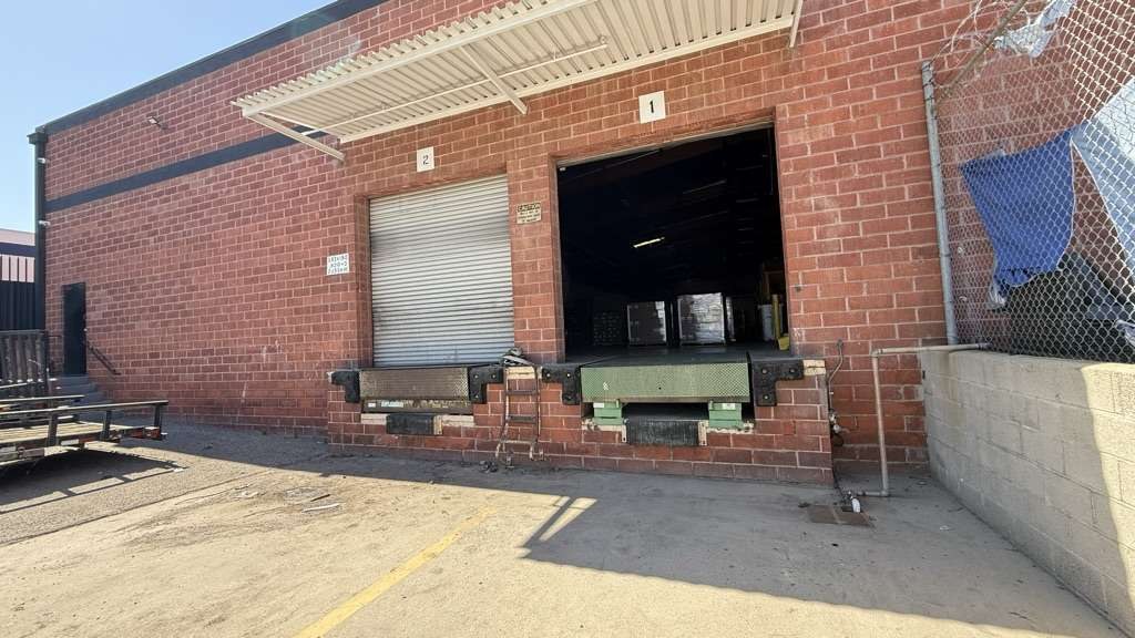 Two loading dock positions at an anonymous commercial warehouse in Sun Valley California