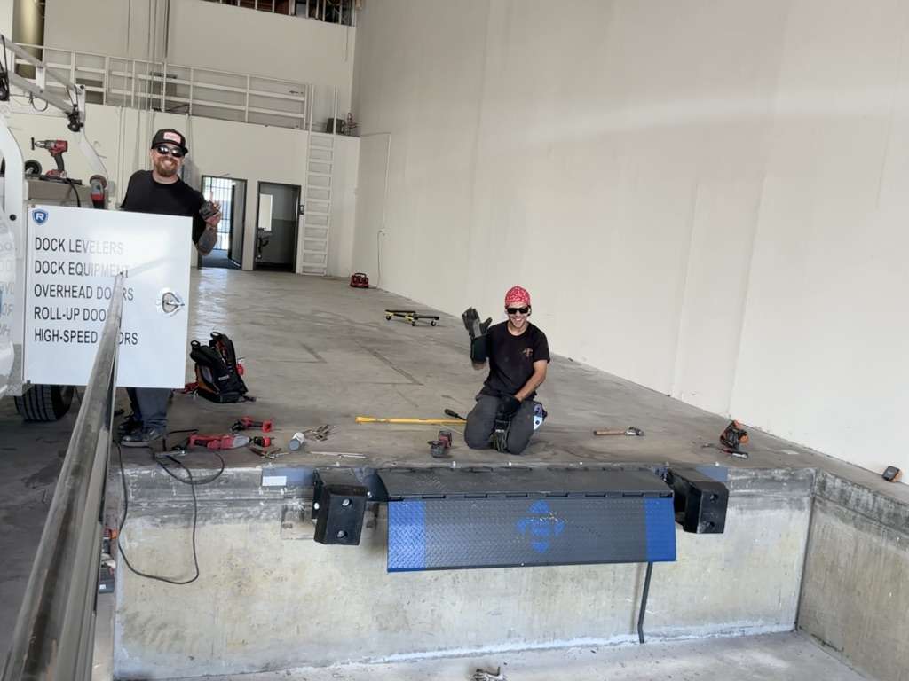 Completed dock leveler installation at a Baldwin Park distribution facility