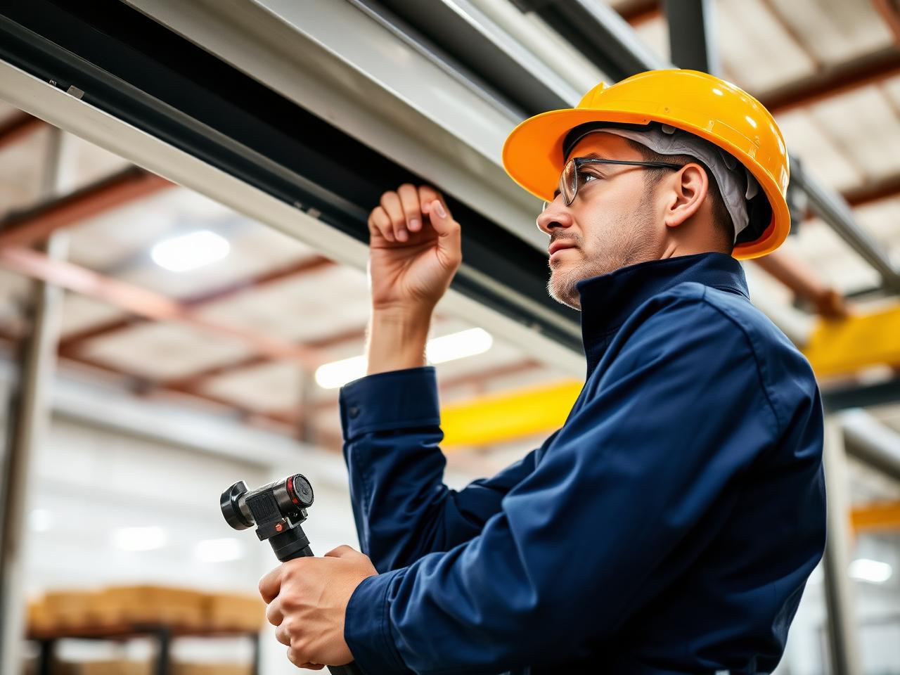 Factory-trained InSev Tech technician servicing an overhead commercial door