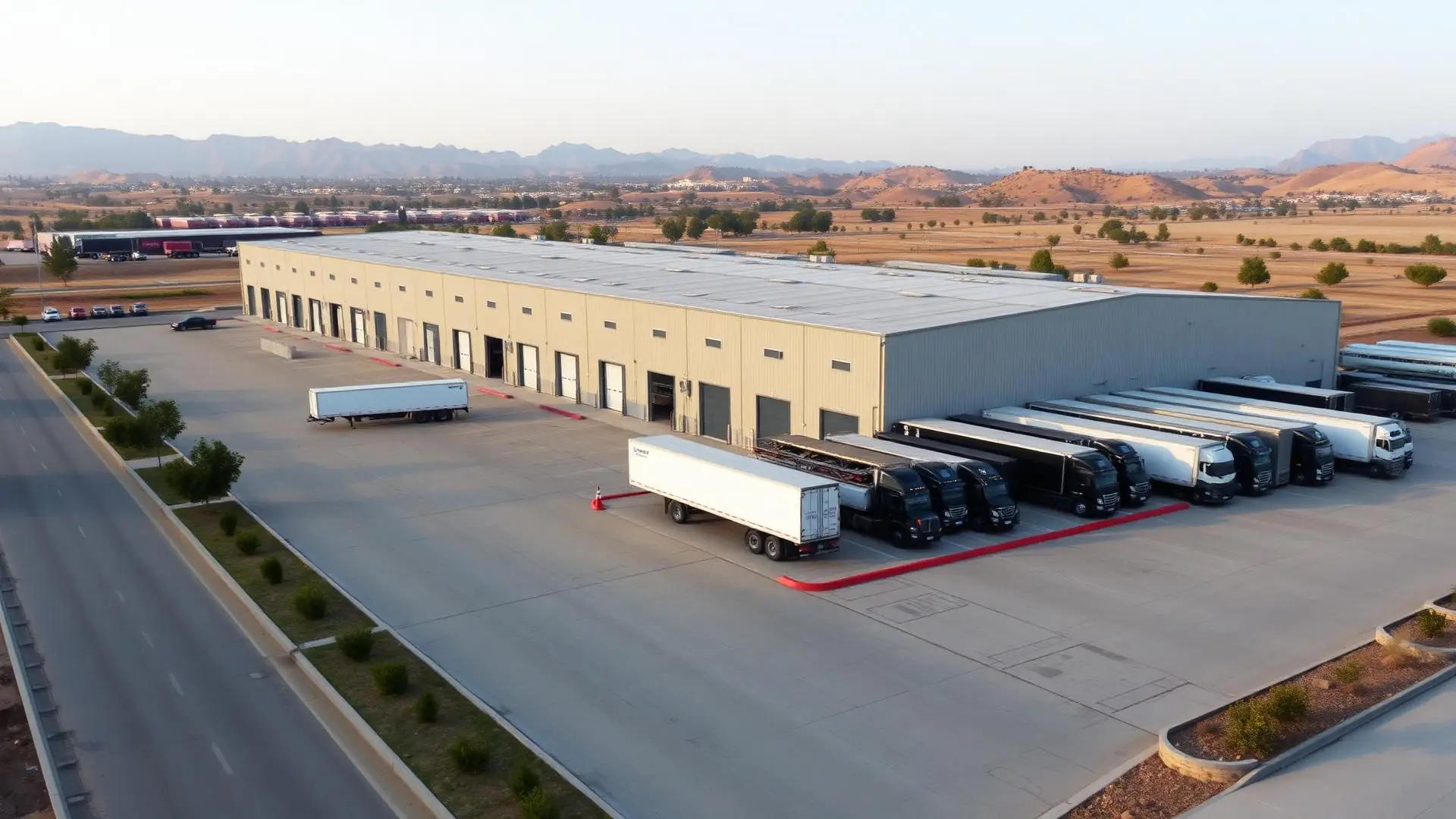 Industrial warehouse complex with truck court in Chino CA