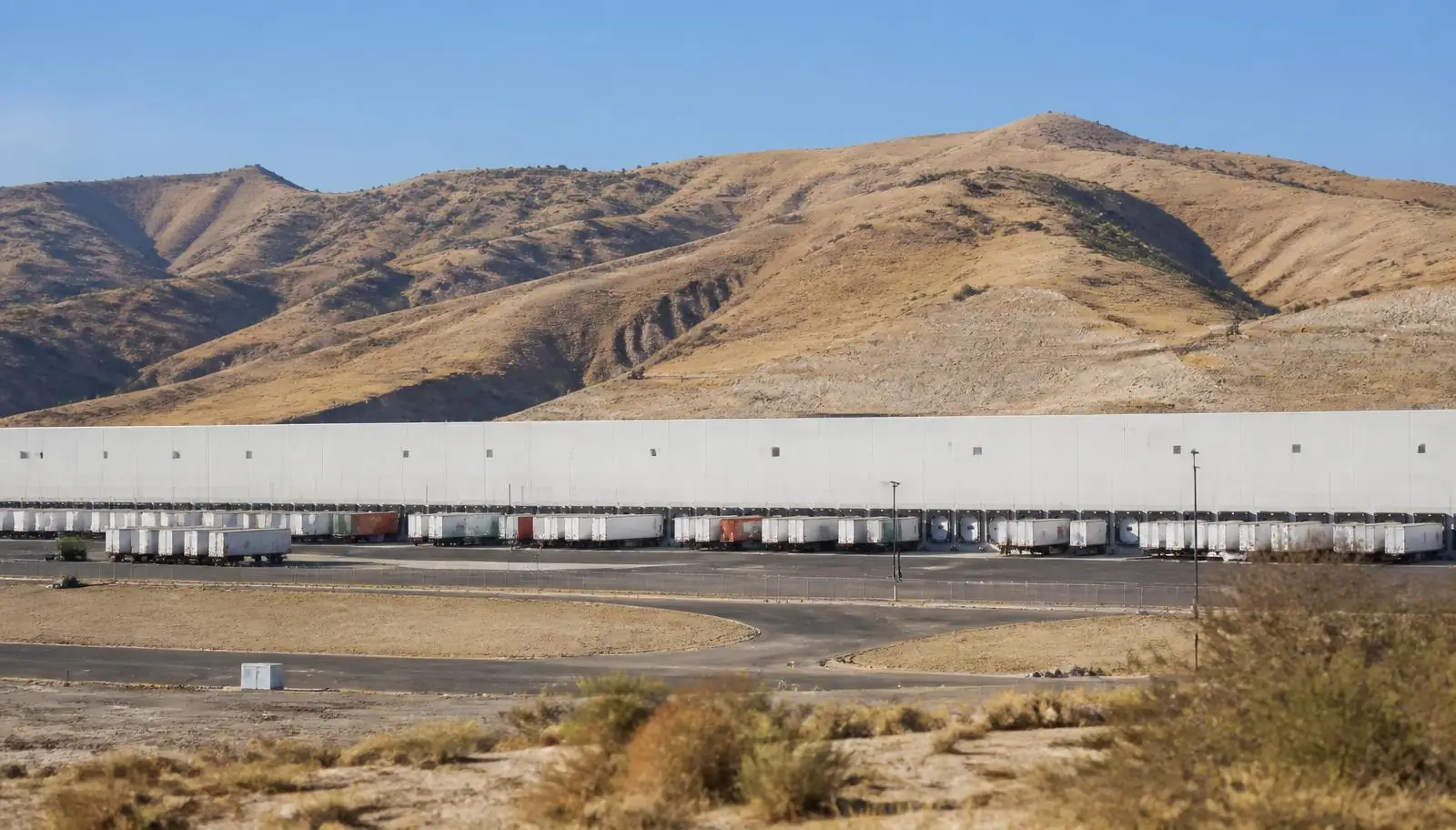 Large distribution center dock bank and trailer yard in City of Industry CA