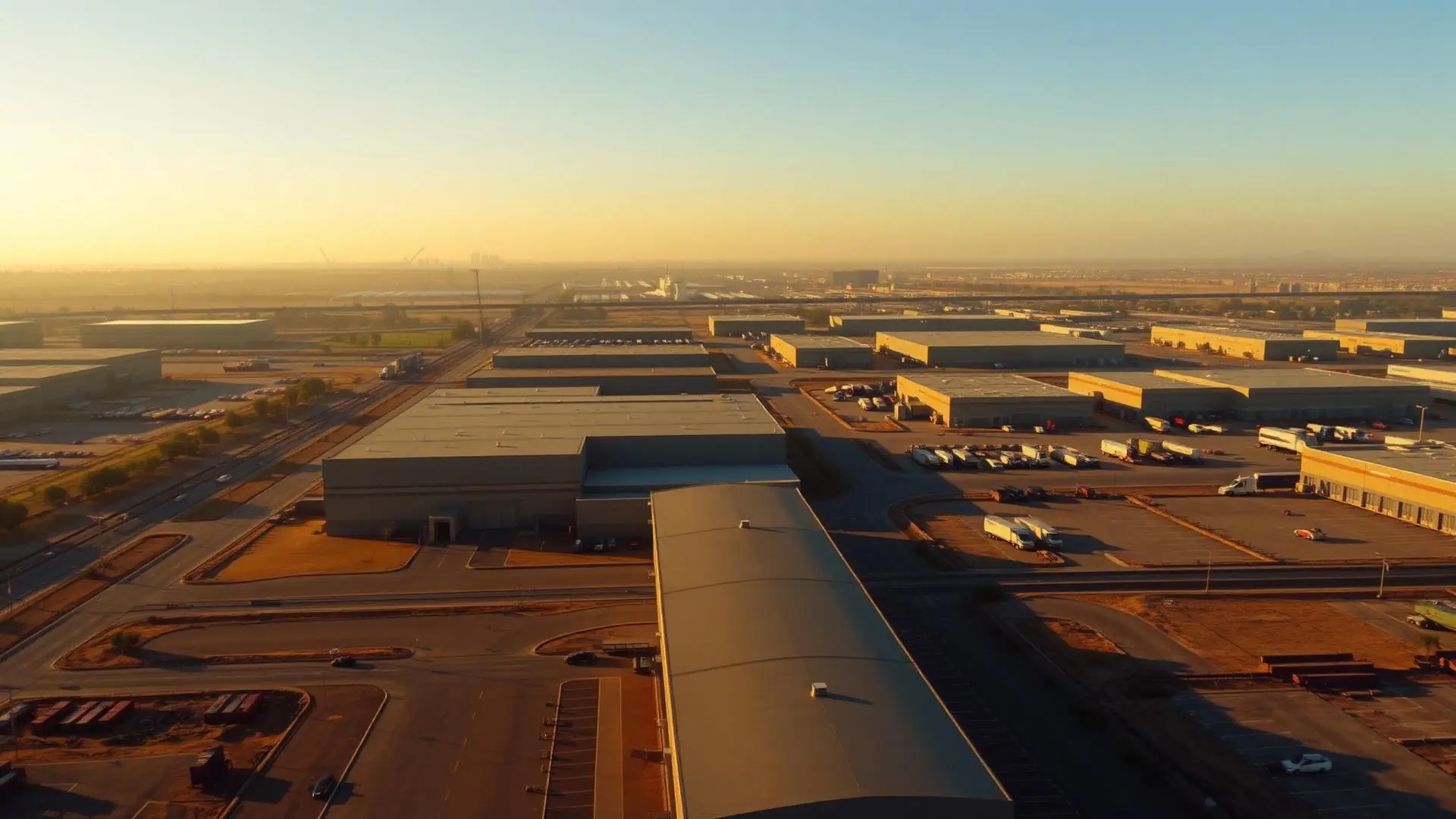 Southern California logistics distribution park with multiple warehouses in Eastvale CA