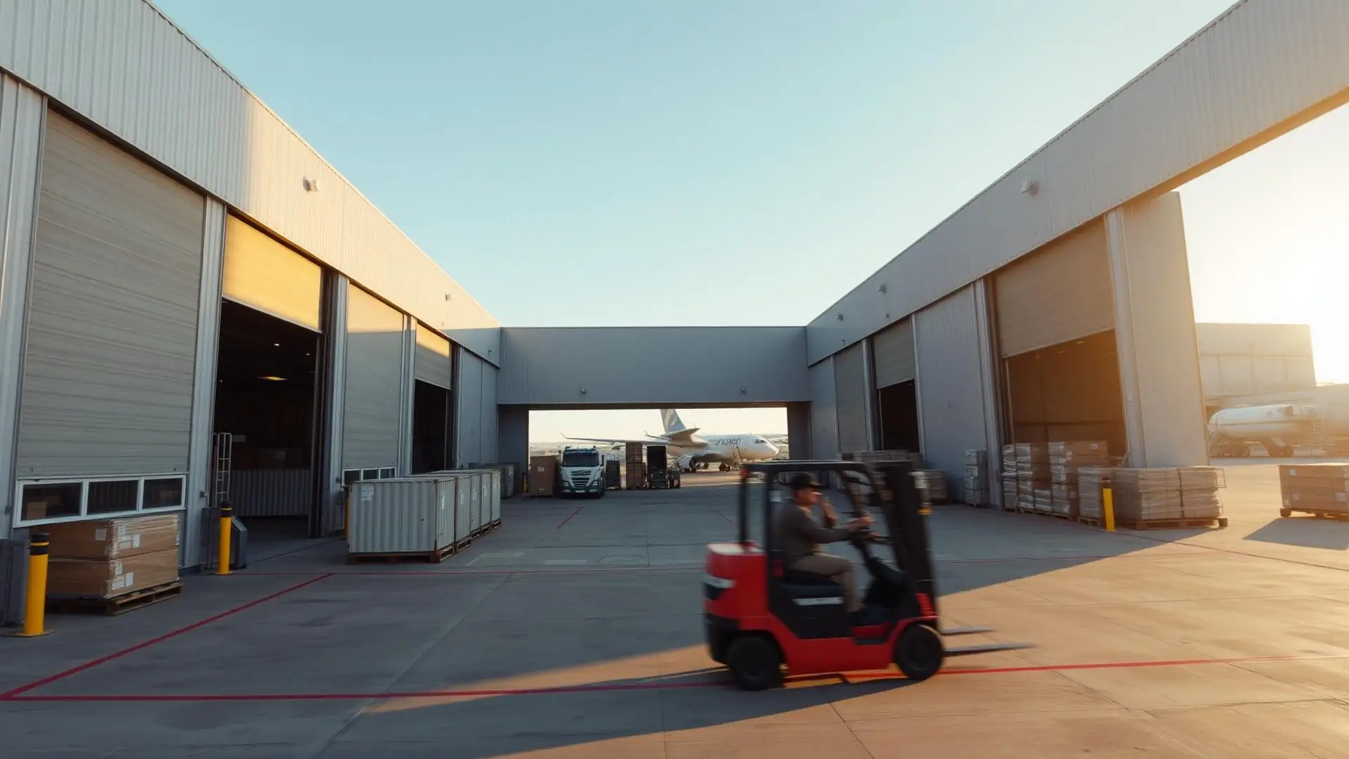 Air cargo warehouse and dock doors near Ontario International Airport in Ontario CA